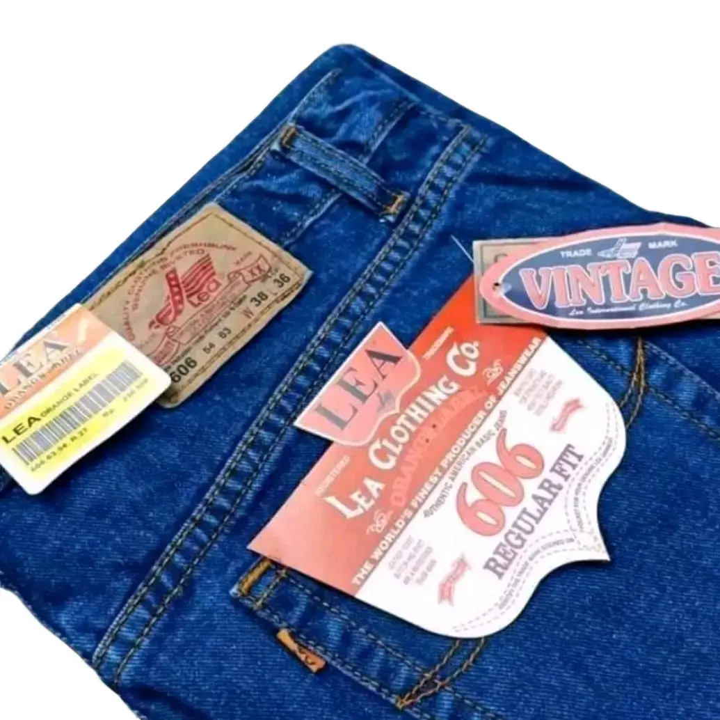 celana jeans panjang pria lea606 original reguler Biru Basic Denim Standar Hitam Lembut Melar Muda Tebal Fit