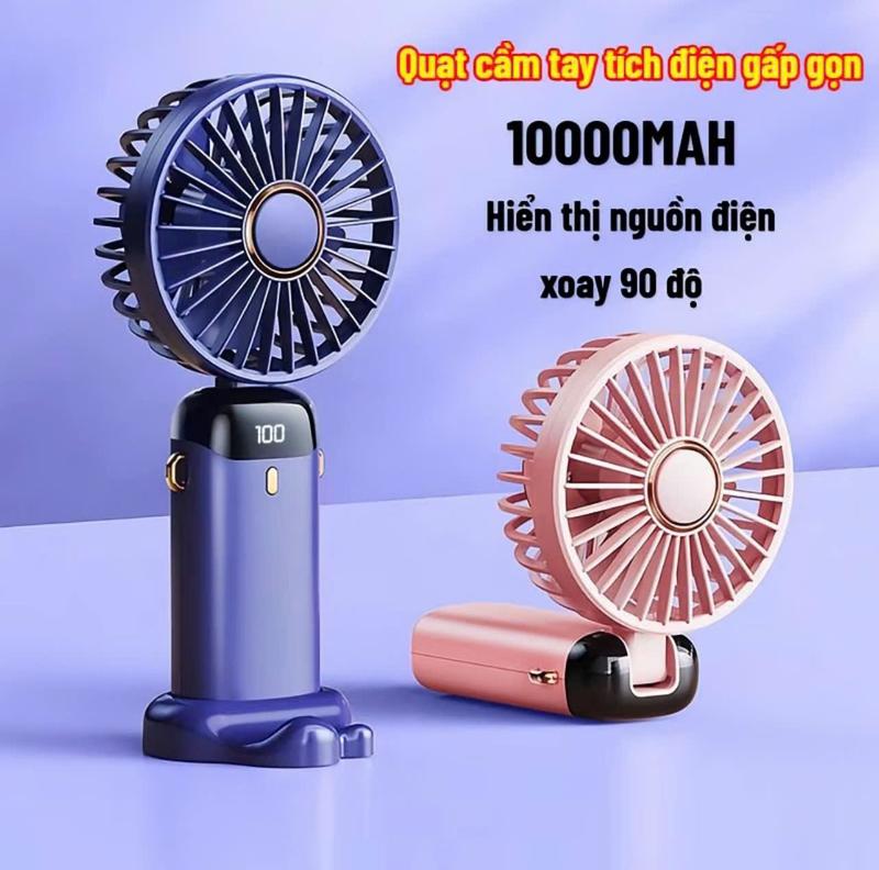 Quạt cầm tay tích điện mini 5 bánh turbo pin 3600mAh thiết kế hiện đại, 5 cấp độ gió đáp ứng nhiều nhu cầu, động cơ không chổi than giảm tiếng ồn 36-45dB, xoay 180 độ và gấp gọn tiện dụng