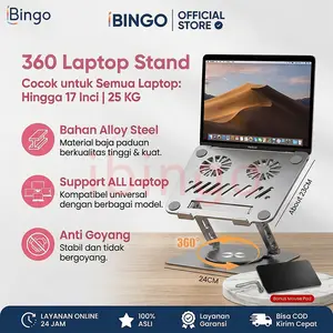 iBINGO 360 Rotating Laptop Stand Aluminium Dudukan Laptop Holder Meja