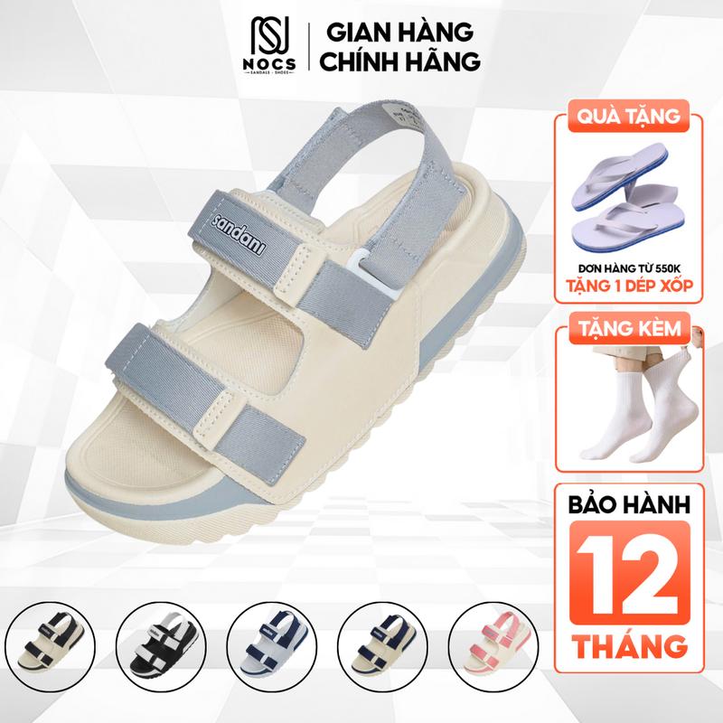 Giày Sandal Nữ SANDANI S1 NOC Dép Quai Hậu Nữ 2 Quai Ngang Kem Phối Xanh Nhạt Nhẹ-Bền-Dễ Thương