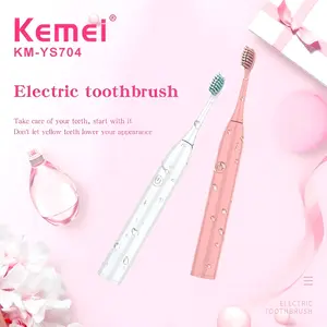 Sikat Gigi Listrik Elektrik KEMEI Waterproof (Tanpa Kabel), Ultrasonik, 2 Pilihan Warna (Pink dan Putih) Ramah di Mulut