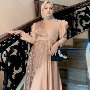 KEMILAU Official Gaun Nadine All Size LD 110 - Dress Wanita Busana Muslim Kondangan Pesta Brukat Premium Mewah Mix Silk