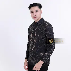 BATIK NAWILIS Kemeja Katun Pria SlimFit Lapis Furing Premium Motif PARAKRAMA HITAM