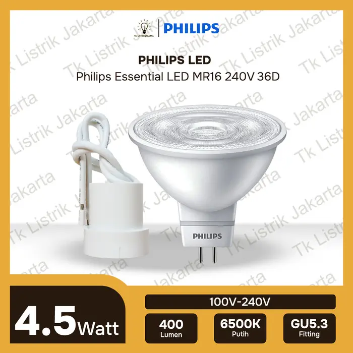 Lampu Philips Essential LED 4.5W MR16 36D SO 240V 2