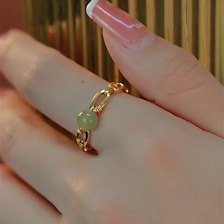 BEFINE  Lucky Bead Ring Women's Light Luxury Luxury and Advanced Sense Adjustable Opening Ring