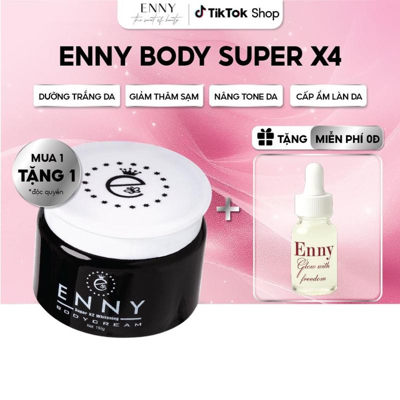 Kem Dưỡng Thể Body Cream ENNY X4 150g với Vitamin E Niacinamide Làm Sáng Da Xỉn Màu Trắng Hồng Rạng Rỡ