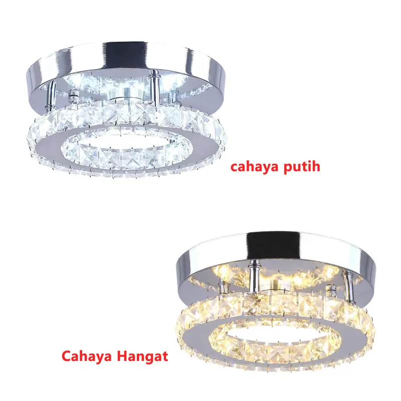 Mini Lampu Plafon Kristal LED Minimalis Modern Bulat 12W - Cocok untuk Kamar Tidur Kecil, Dapur, Balkon, Lorong Bohlam 7