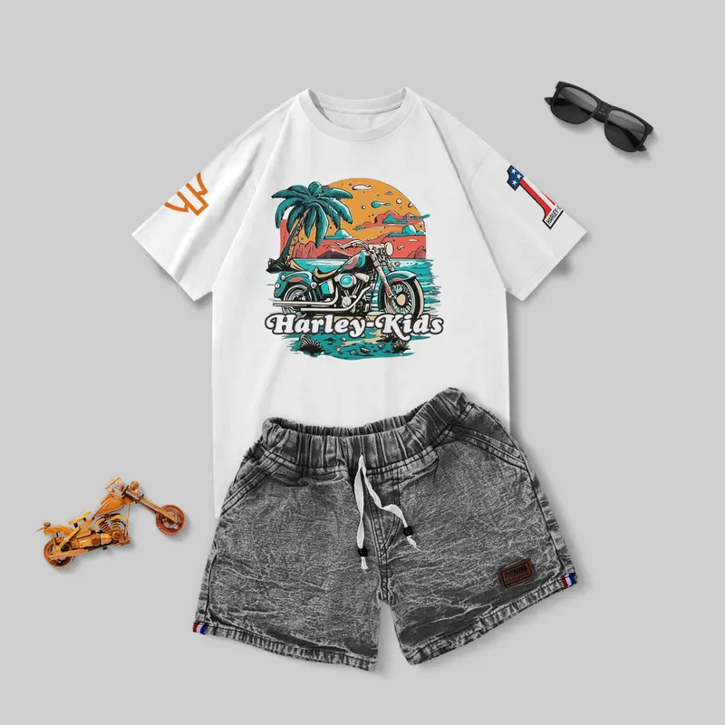 Setelan Anak Kaos Celana Jeans Usia 1-8 Tahun Laki-Laki Dan Perempuan Bahan Cotton Combet 30s 5