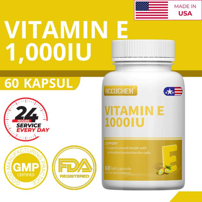 Gambar Vitamin E, Suplemen untuk Menjaga Kesehatan Kulit dan Antioksidan 60 Kapsul dari ACCUCHEK SHOP MALL1 Kab. Tangerang Tokopedia
