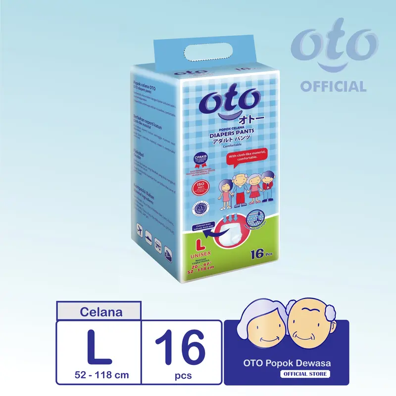 OTO Popok Dewasa model Celana Adult Diapers PANTS uk M 20 / L 16 / XL 12 pcs 1