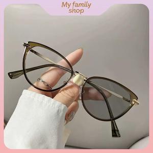 Kính Cận Thị Mắt Mèo, Gọng Màu Xám, Siêu Nhẹ, Phong Cách Cổ Điển, Bảo Vệ Ánh Sáng Xanh, R8074