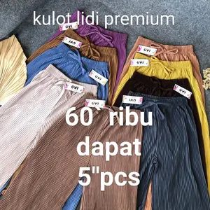 Big Sale Turun Harga 60Ribu Dapat 5Pcs Celana Kulot Lidi Wanita (COD) Panjang Variasi Bawahan Linen Dewasa