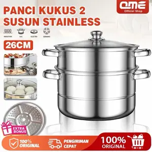 QME - Panci Kukus 2 Susun Stainless 26CM Original dengan Bonus Extra dan Pengiriman Cepat