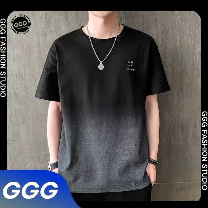 Áo Thun Nam, Ngoại Cỡ, In Hình Đức Tin, Dễ Phối Đồ, Gradient Đầy Màu Sắc, Cổ Tròn, Ngắn Tay Menswear