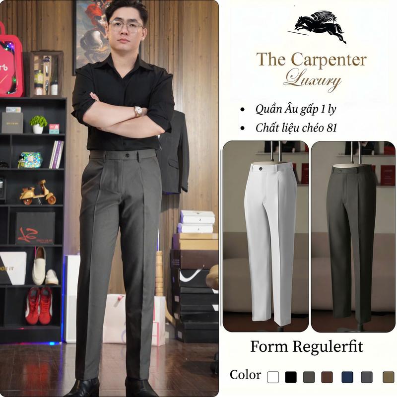 Quần âu nam Cao Cấp The Carpenter, Gấp 1 ly Chất vải chéo 81 dày dặn, co dãn,…