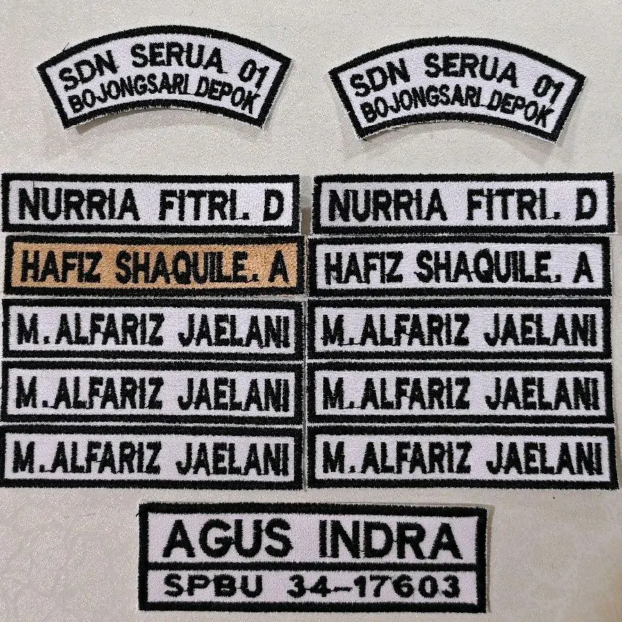 Bordir Nama 1 hari jadi  Putih Dan Pramuka