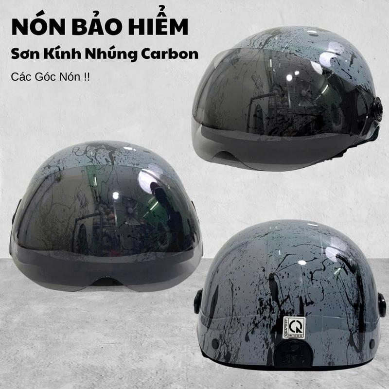 Nón Bảo Hiểm Nửa Đầu Có Kính - Sơn Nhúng Carbon Nhiều Màu