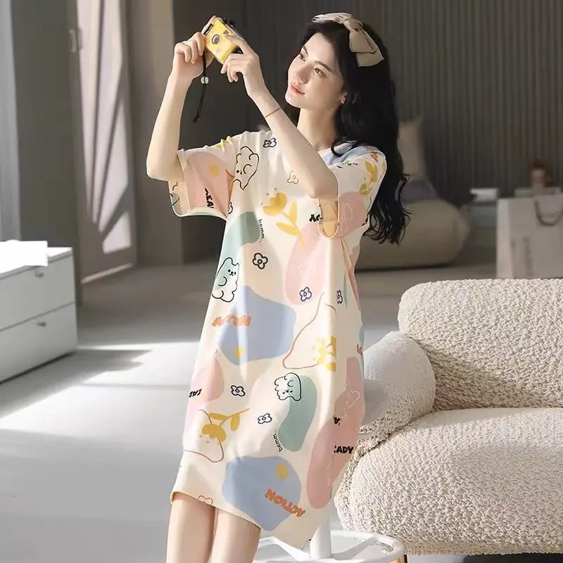Daster Pendek Wanita Piyama Baju Tidur Dress Santai Kaos Adem All Size 4