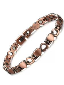 Pulsera de cobre color magnética en forma de corazón, brillante y lujosa, versátil con dijes de amor, regalo perfecto para vacaciones, fiestas y uso diario