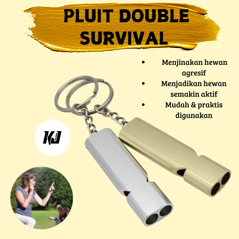 Peluit Pluit Burung Stainless Import Alloy Dual Double Whistle Ultrasonic Ultrasonik Gantungan Kunci Mobil Motor Rumah Camping 0