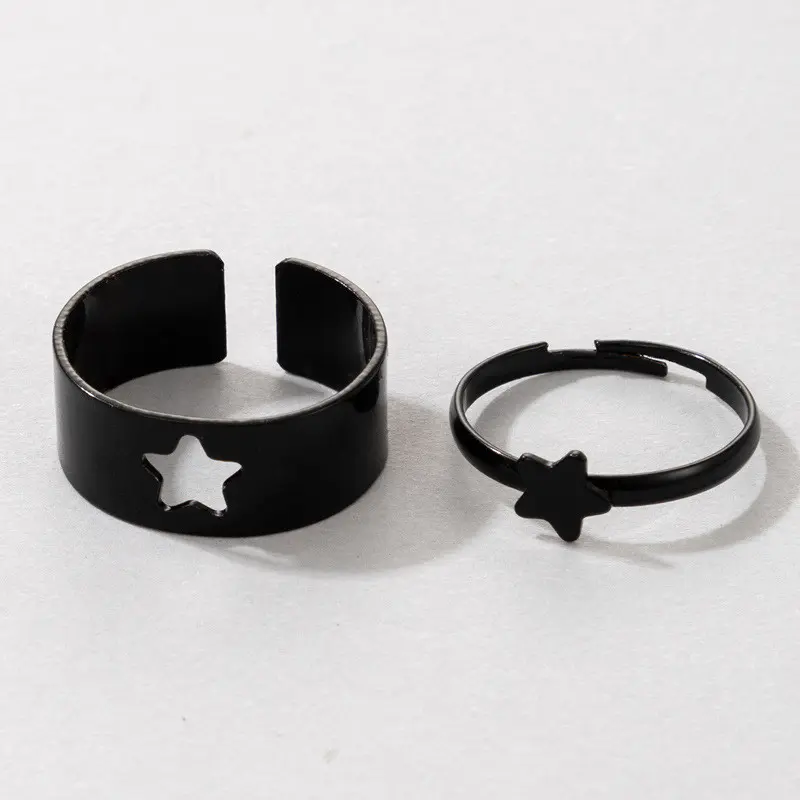 [Yybooklu]COD European American Versatile Hip-hop Ring Set Star Moon Punk Geometric Simple Ring 0