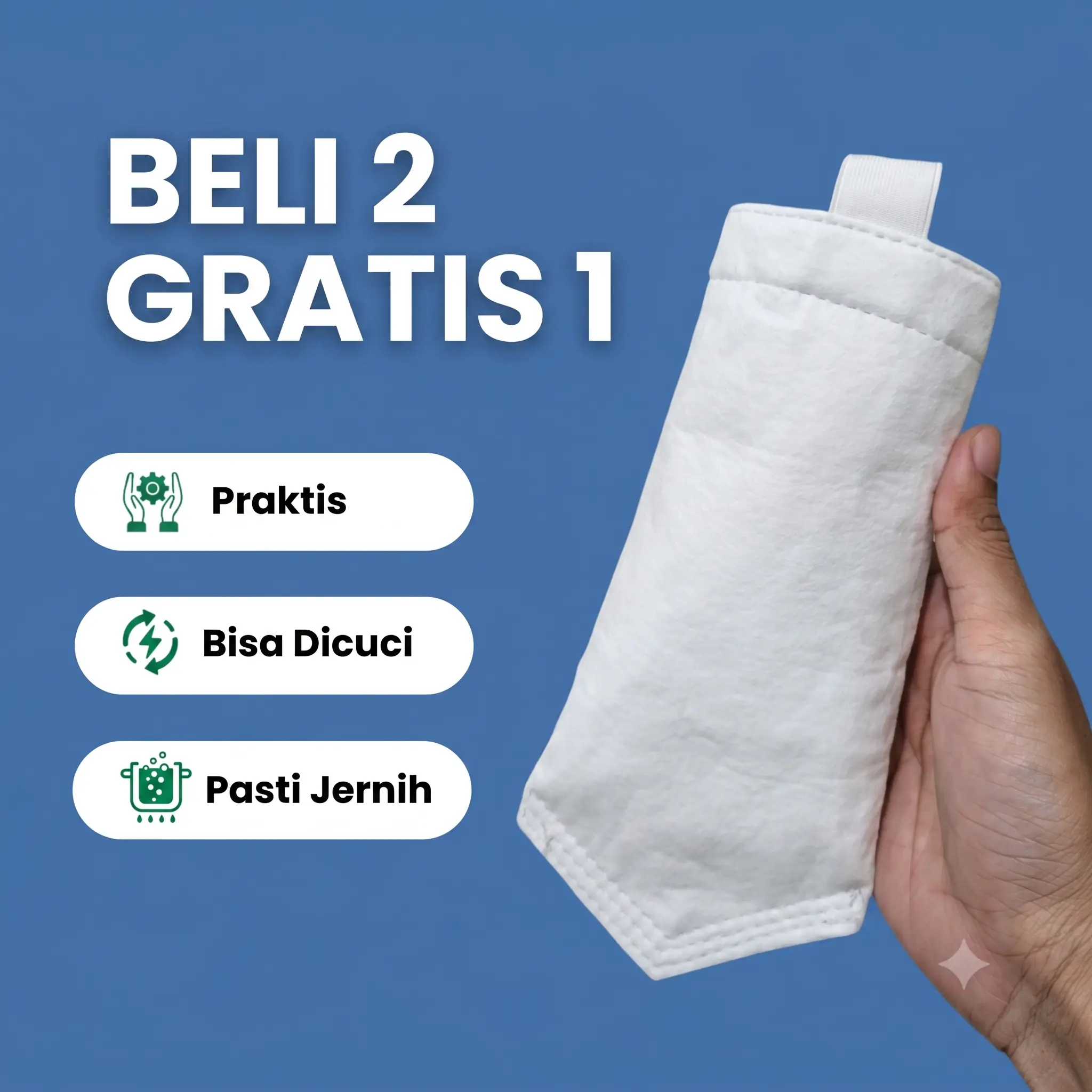 Promo Beli 2 Gratis 1 Filter Kran Air Jernih 5 Micron Saringan Air Reusable - 10CM X 20CM isi 3pcs