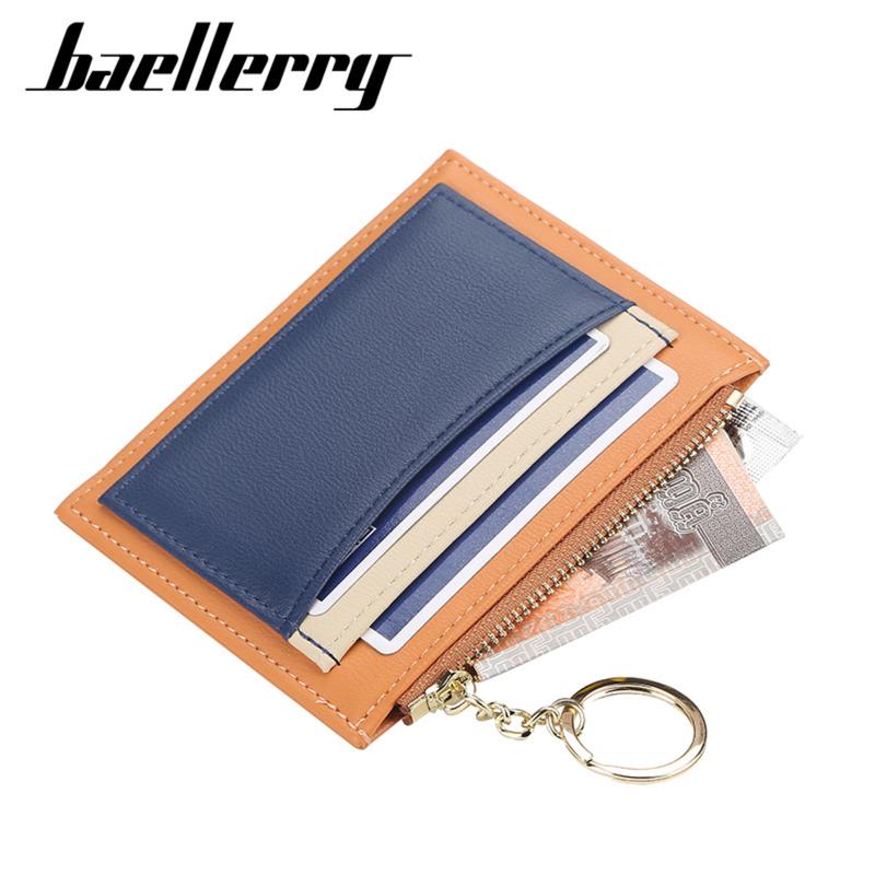 Baellerry Womens Korean Style Patchwork PU Zippered Key Holder Multiple Card Slots Compact Wallet 5