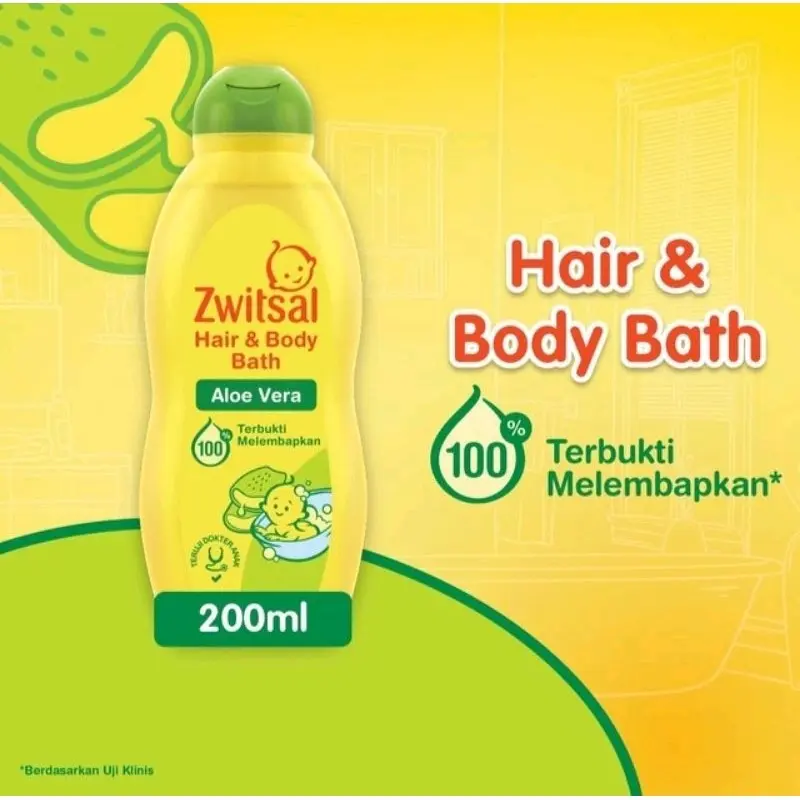Zwitsal Baby Bath Hair & Body Aloe Vera  Botol 200 ml