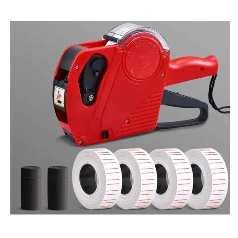 Single Line Price Labeller Set 1, Handheld Pricing Gun + 5500 Labels + Ink Rollers, Date Price Labeler Sticker Tag Printer
