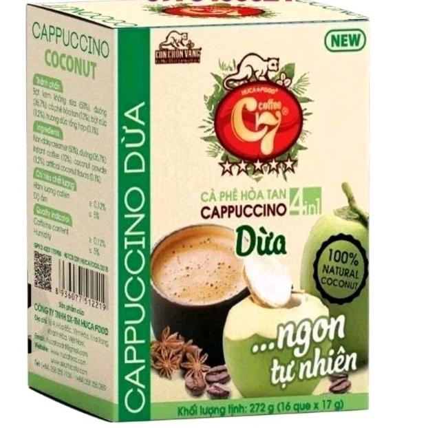 [ CÓ HỎA TỐC] Cà Phê Dừa Hòa Tan Cappuccino 4in1 Con Chồn Vàng C7 - Hộp 16Que x 17Gr Huca Foodx1cv1xvx21x10v