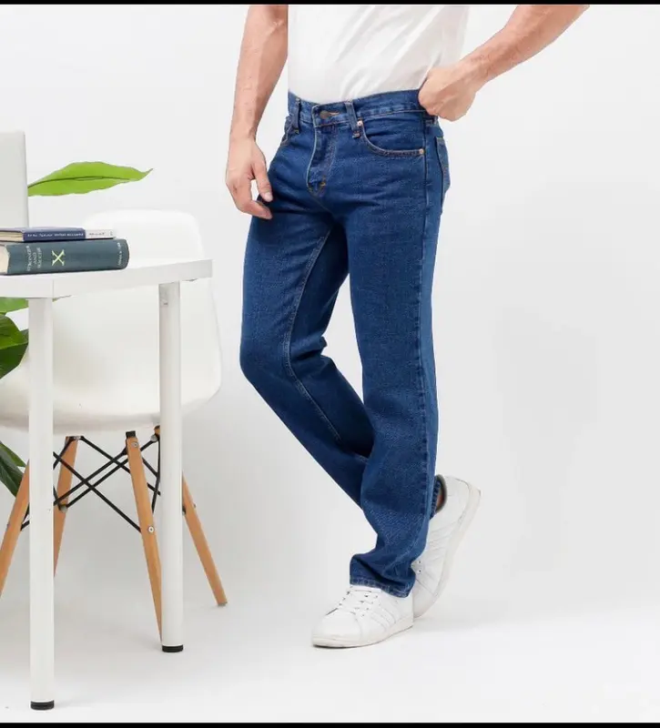 Celana Panjang Pria Jeans Standar Basic Reguler Pria Korean Style Fit Hitam Dewasa 3