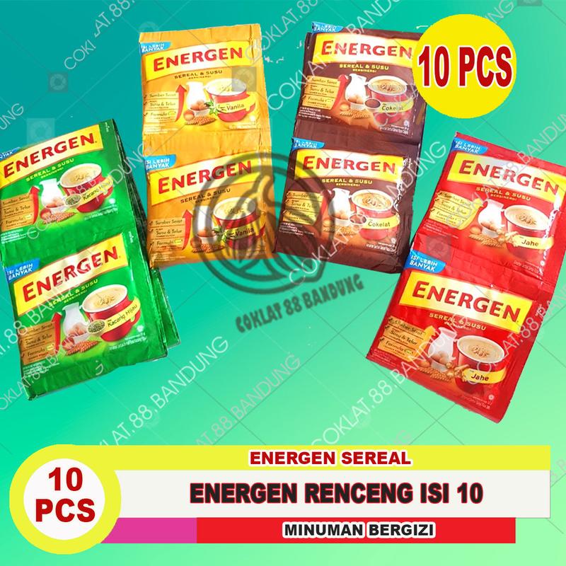 ENERGEN RENCENG ISI 10 SACHET X 32 GRAM, ENERGEN SERAL VANILA COKLAT KACANG HIJAU 10 PCS X 34GR 5