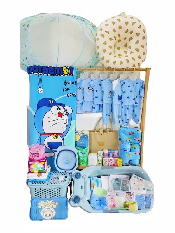  Combo đồ sơ sinh trọn gói ĐẦY ĐỦ  cho mẹ và bé trai . Tặng nệm chống trào ngược cho bé . Túi gấu cho mẹ và các quà tặng khác ! Nhộng Chũn Gối Ngủ Kem 