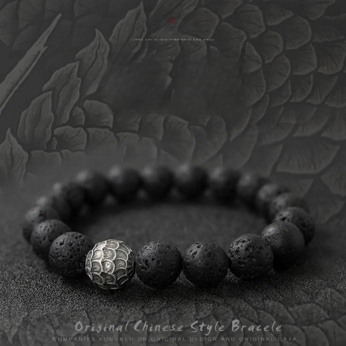 Vòng Tay Hạt Hợp Thời Trang Cho Nam, Hạt May Mắn, Đồ Trang Trí Tay Cho Bé Trai, Đá Núi Lửa Obsidian Đơn Giản