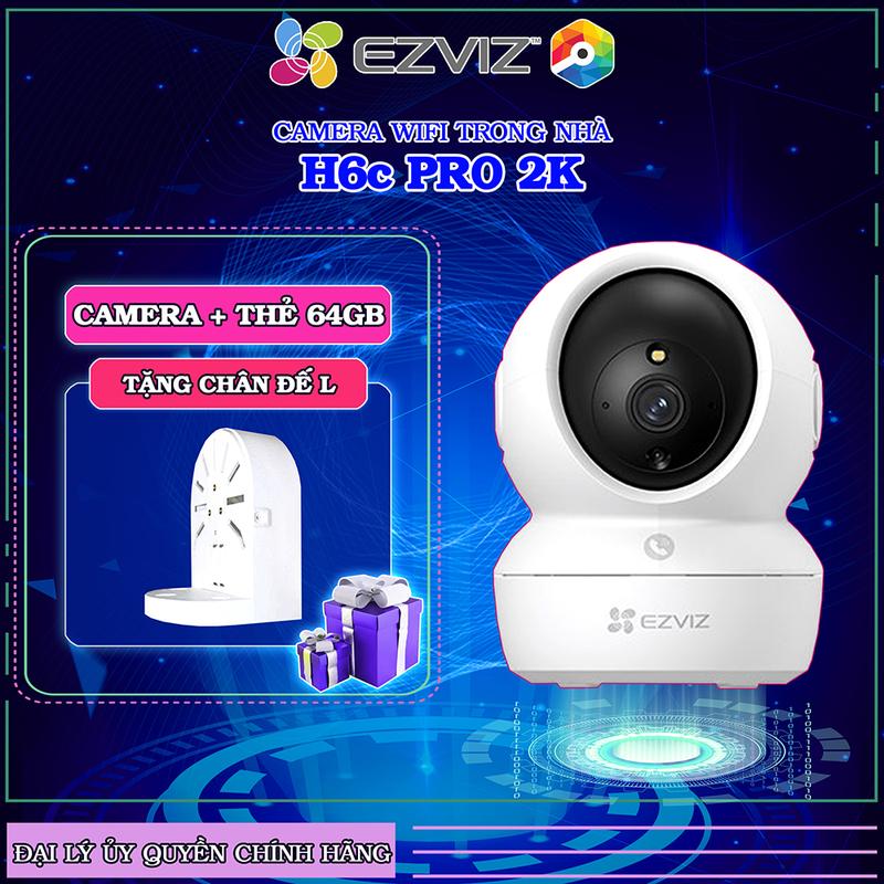  COMBO Camera Wifi Ezviz H6c Pro 3MP 2K kèm thẻ 64gb quay 360 Độ Tích Hợp Micro Loa Đàm Thoại 2 Chiều màu Đêm khi có người camera trong nhà 