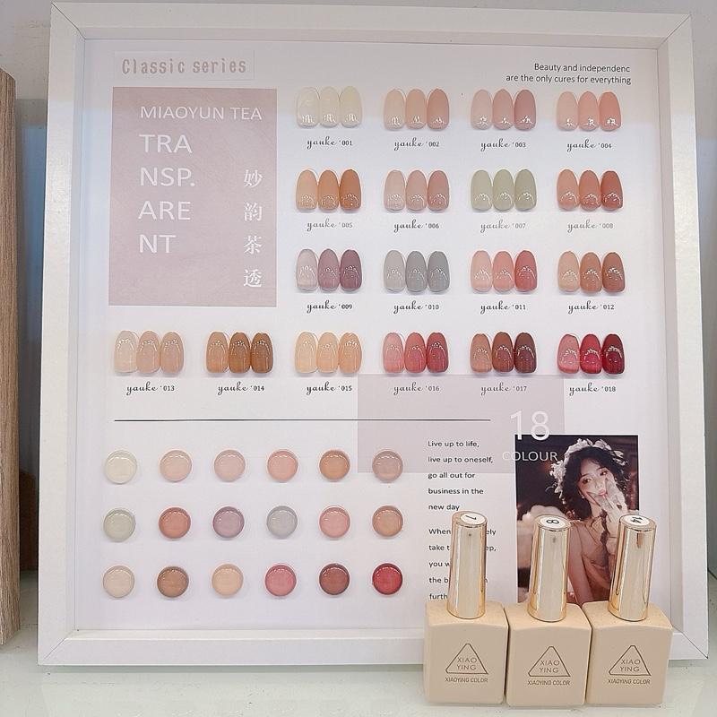 Set Sơn Gel Thạch Nude Kết Hợp Hồng 18 Màu Rabia Chai Vuông Trắng - Tặng Kèm Bảng Màu