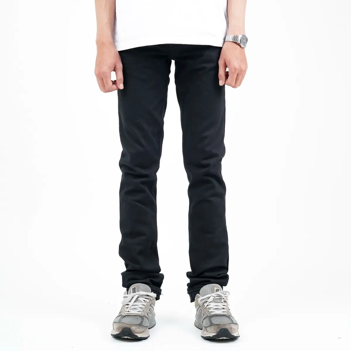 Heritageworks - Celana Jeans Denim Hitam Stretch Slim Tapered