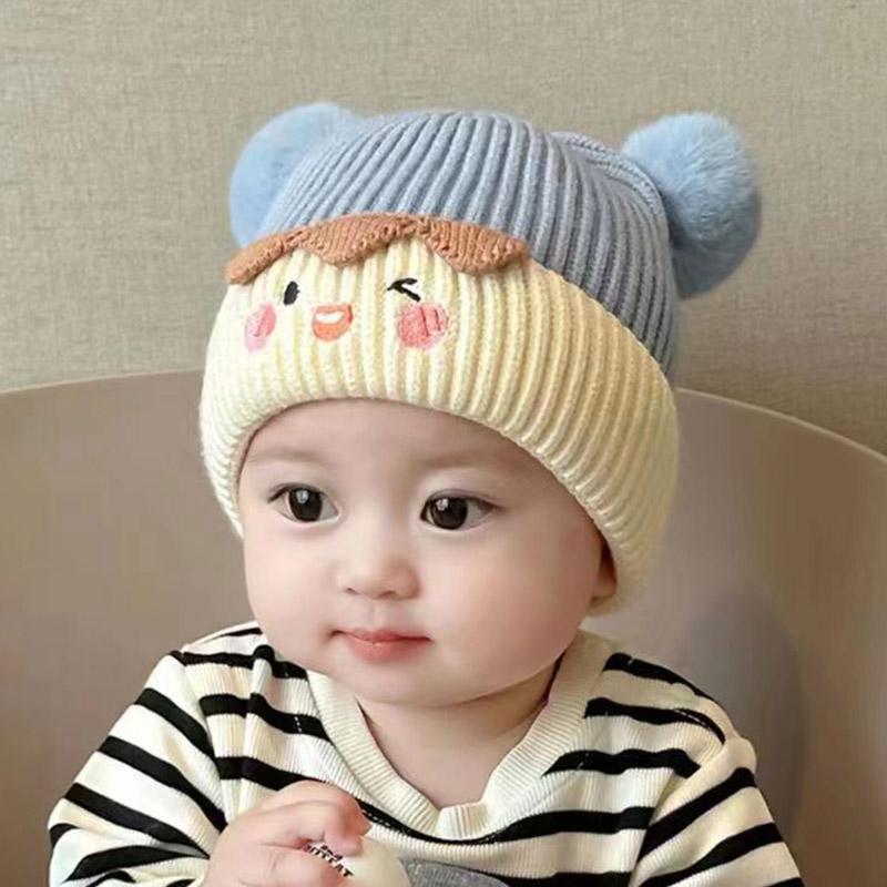 Mũ Dệt Kim Cho Em Bé Phong Cách Hoạt Hình, Mũ Len Dày Và Ấm Áp, Thích Hợp Cho Mùa Đông, Mũ Bảo Vệ Tai Cho Trẻ Em, Thích Hợp Cho Trẻ Em Từ 5-36 Tháng Tuổi, Nắp Ca-Pô Móc Quả Cầu Nhồi Bông Dễ Thương