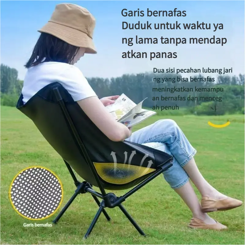 OKGO  Kursi Ruang Luar Angkasa Melompat Di luar Kursi Ruang Bernapas Berkemah Ultra Cahaya Melompat Kursi Berkemah Pantai Ikan Kursi Outdoor Camping kursi  lipat muat bb bahan oxford  furnitur berkemah metal garansi produsen  baja karbon tinggi 5