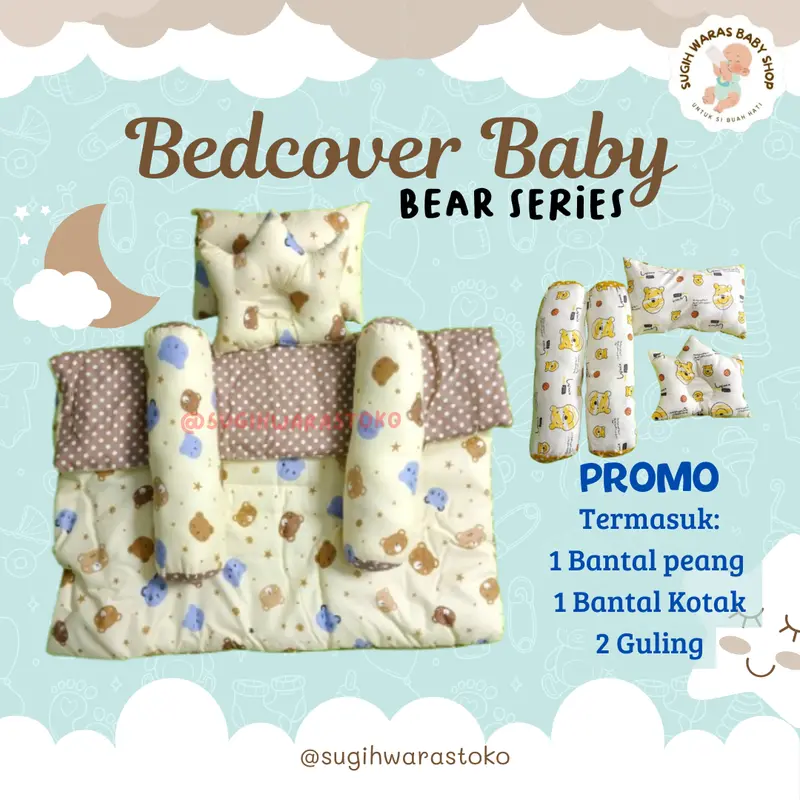 [BEDCOVER BAYI] Bedcover Bayi Lembut Motif Karakter Set Kado Baby + PROMO termasuk BANTAL GULING 4