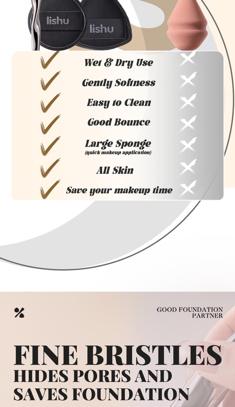 Product Introduction of Lishu foundation brush applies makeup evenly ，Puff Sponges doesn't consume powder, and the creating a perfect, lightweight, and seamless base makeup. The Black Pineapple puff makeup brush high-end gift box for creating flawless makeup. 2