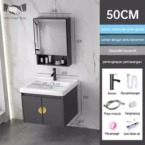 50cm washtafel kamar mandi set wastafel cuci tangan estetik kabinet wastafel aluminium wastafel portable keramik lemari cermin wastafel wastafel kecil wastafel dinding