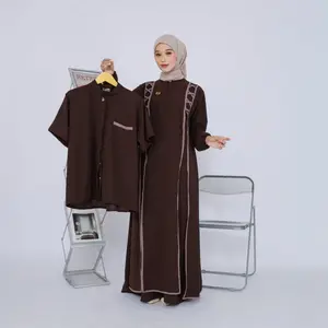 (HALLOVIN) Savina Set Couple Gamis dan Koko Muslim Bahan Sabrina Anti UV Premium