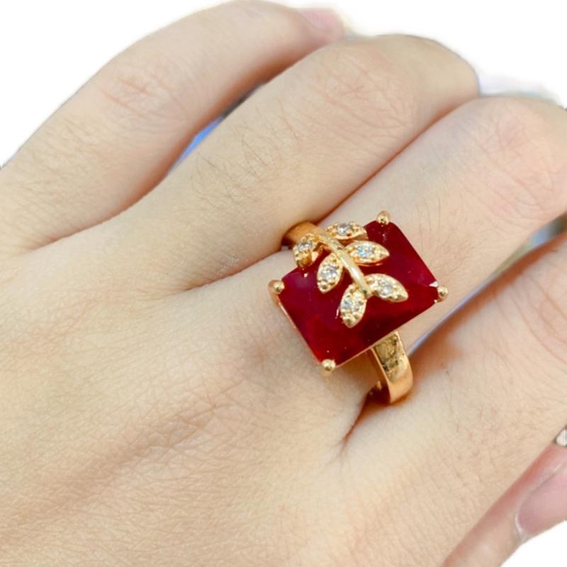 CINCIN BATU GIOK KEMBANG MERAH KOTAK PERHIASAN WANITA 2