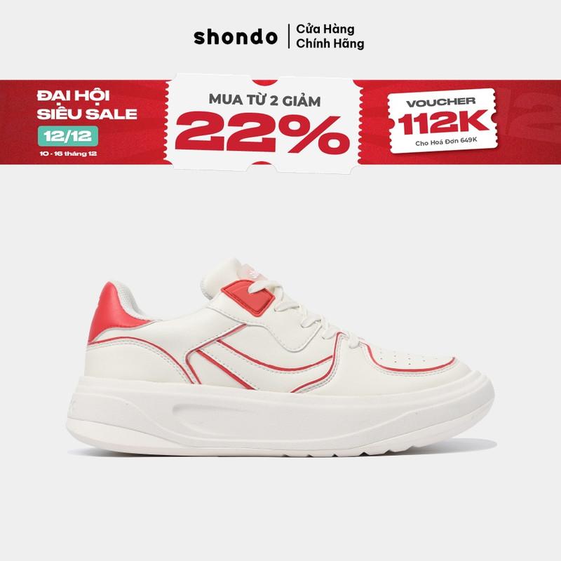   Nên tăng 1 size  Giày Sneaker Nam Nữ SHONDO Classic 2 Trắng Viền Đỏ Êm Thời Trang Thích Hợp Đi Làm Đi Học Chơi S2C0060 