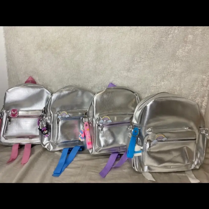 Tas Ransel ZAYLiN | Tas Gendong | Tas Ransel Wanita | Tas Ransel Wanita Silver Muat LKS | Muat Buku Paket | Tas Silver Backpack Kulit