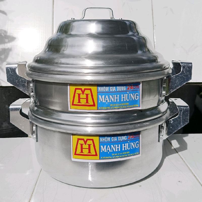 xửng hấp sizes 24cm.26cm.28cm.30cm.2 tần nhôm chính hãng mạnh Hùng sáng bóng dầy dặn không rỉ.hấp sôi hấp gà vịt hấp bánh bao bánh lăn hấp khoai lang khoai mì vv.