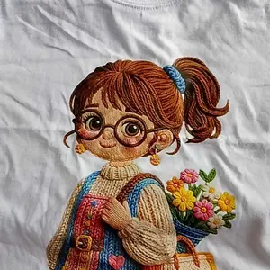 [Free Stiker Nama] Kaos Anak Motif Gadis Kacamata Lucu untuk usia 1-12 Tahun