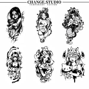 Tatu Sementara, Gaya Komik, Warna Gelap, Untuk Wanita, Tahan 15 Hari, Kalis Air, Tahan Gosok Pelekat Tatu