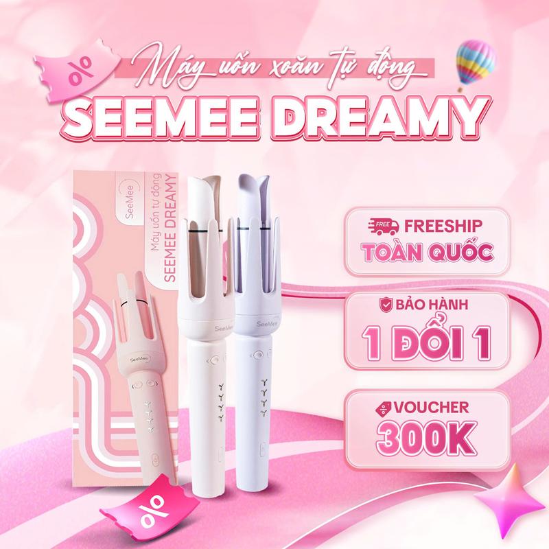  SeeMee Máy Uốn Tóc Xoăn Dreamy - Trục 32mm Uốn Nhanh Chống Bỏng 4 Mức Nhiệt Lớp Phủ Cao Cấp 2 Chiều - Tặng Kẹp Hoa Hồng + 1 Mắt Kính Thời Trang 